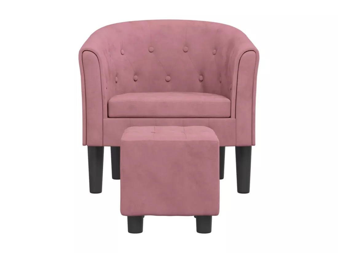 Fauteuil cabriolet avec repose-pied rose velours