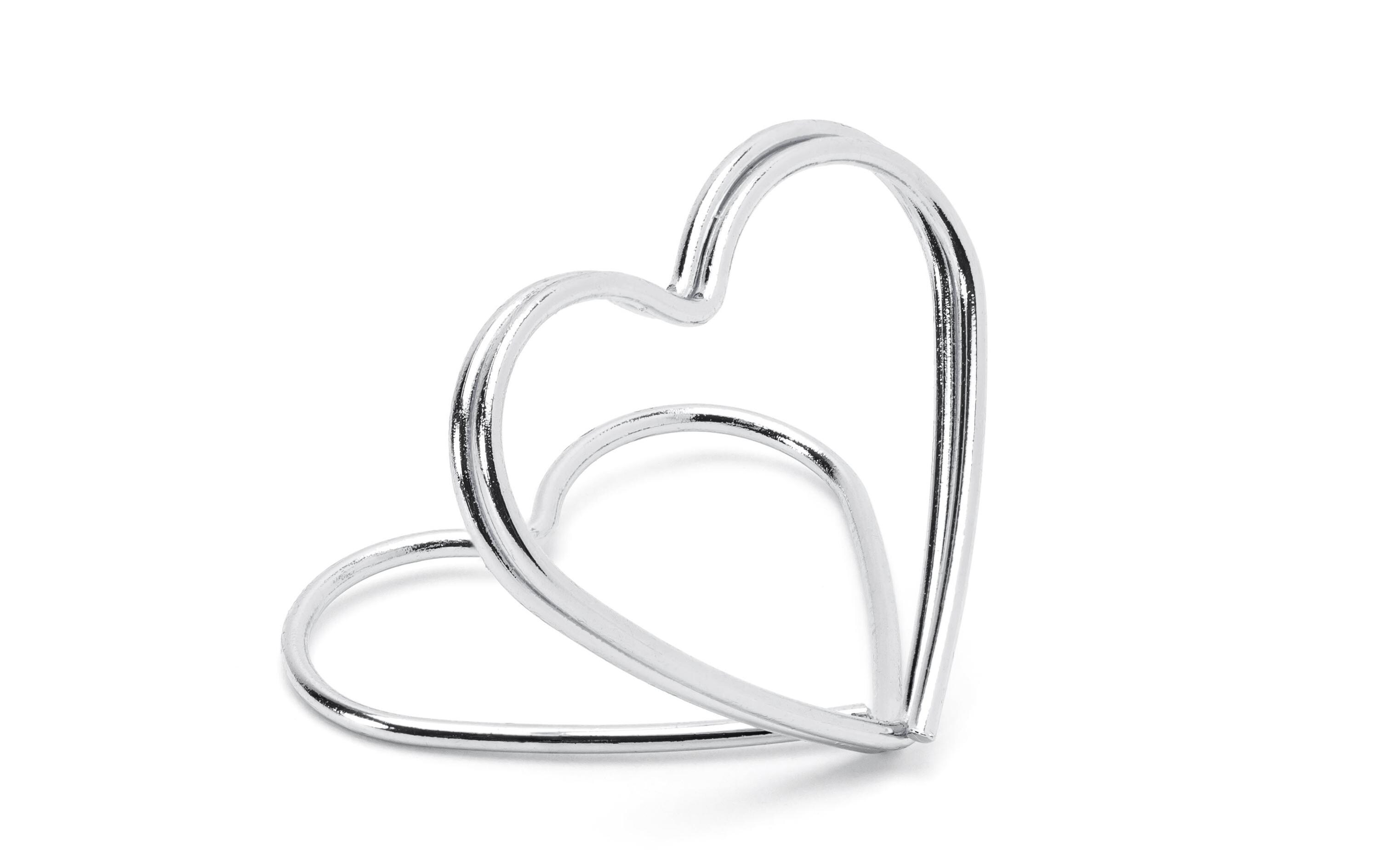 Tischkarte Halter Herz 2.5 cm, 10 Stück, SilberTischkartenhalter für den gedeckten Tisch an der Hochzeit und Festen wie Geburtstagspartys oder Silvester