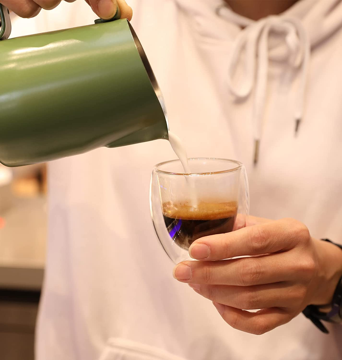 (4er Set) 300ml Doppelwandiges Cappuccino Glas Kaffee Cup