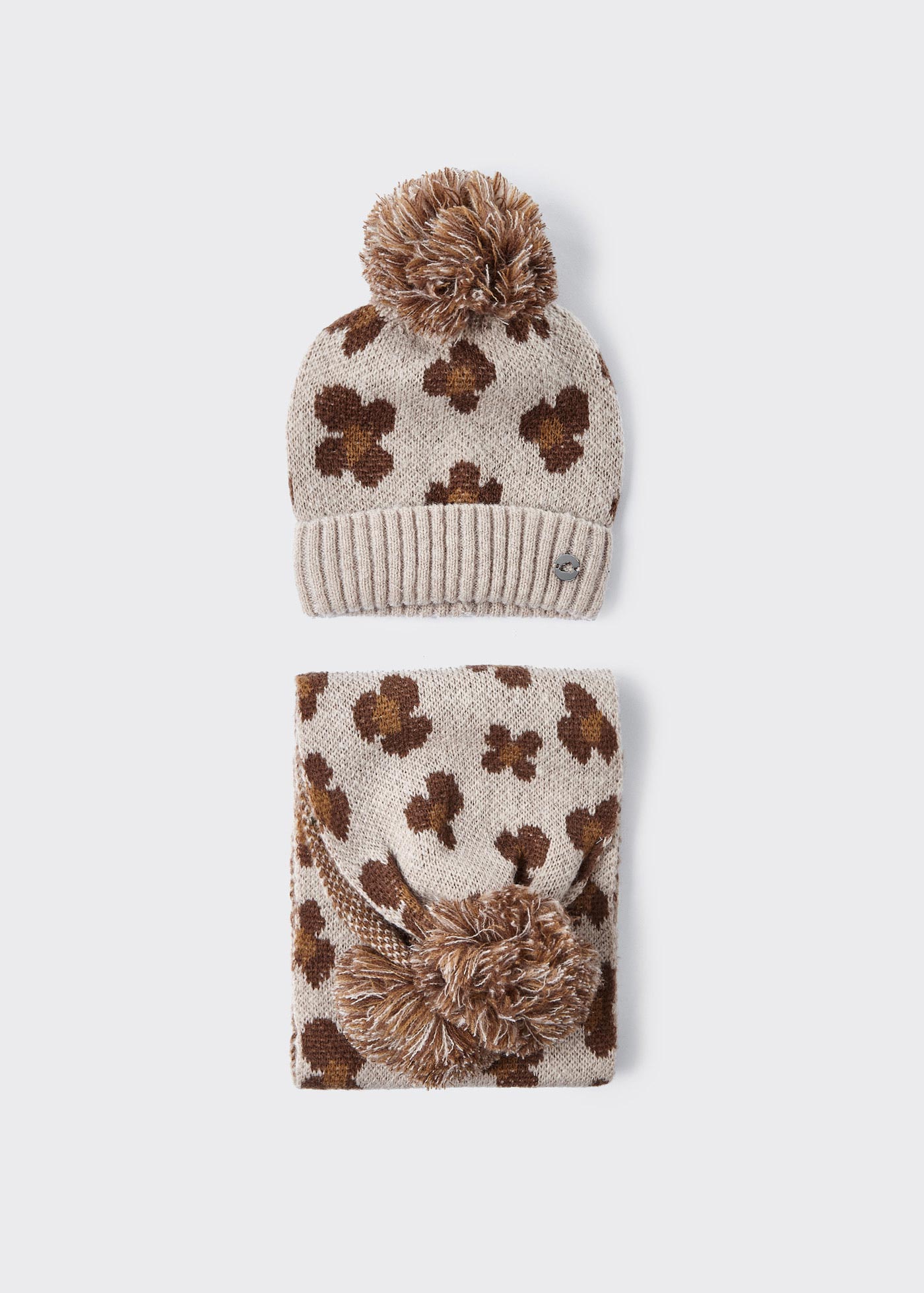 Conjunto de cachecol e gorro jacquard para menina