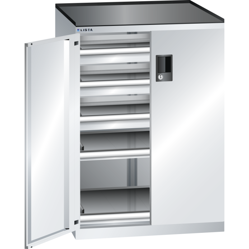 Armoire portes battantes Lista 36x27E - 3 tiroirs + 2 rayons extensibles charge 75 Kg
