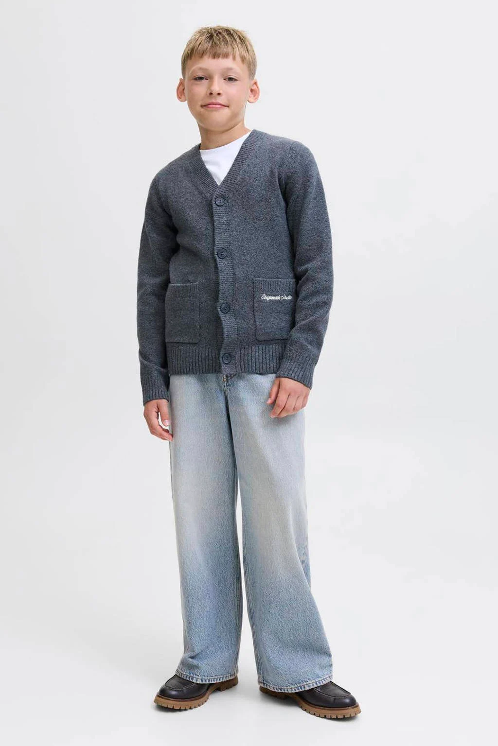 JACK & JONES JUNIOR high waist wide leg jeans light blue denim