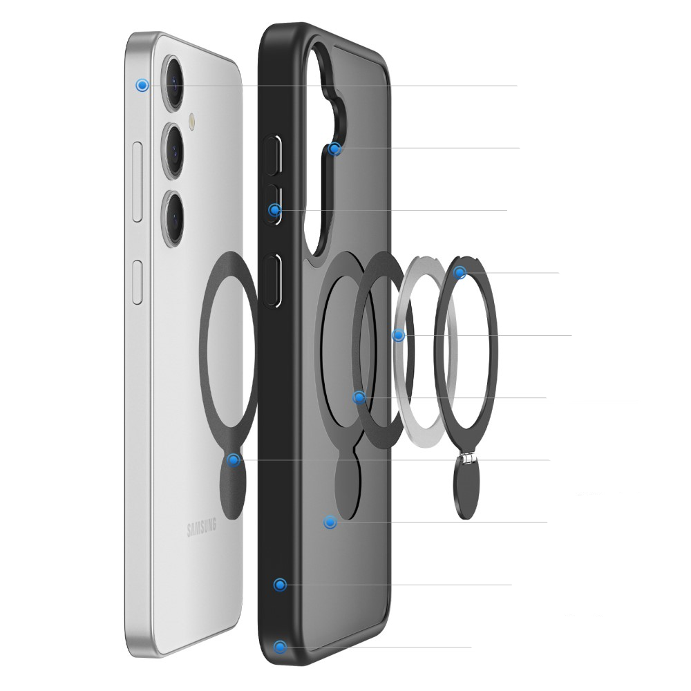Samsung Galaxy S25  Plus Hybrid Hardcase Hülle   TPU Bumper   Kickstand Aufsteller MagSafe-Modul - Schwarz