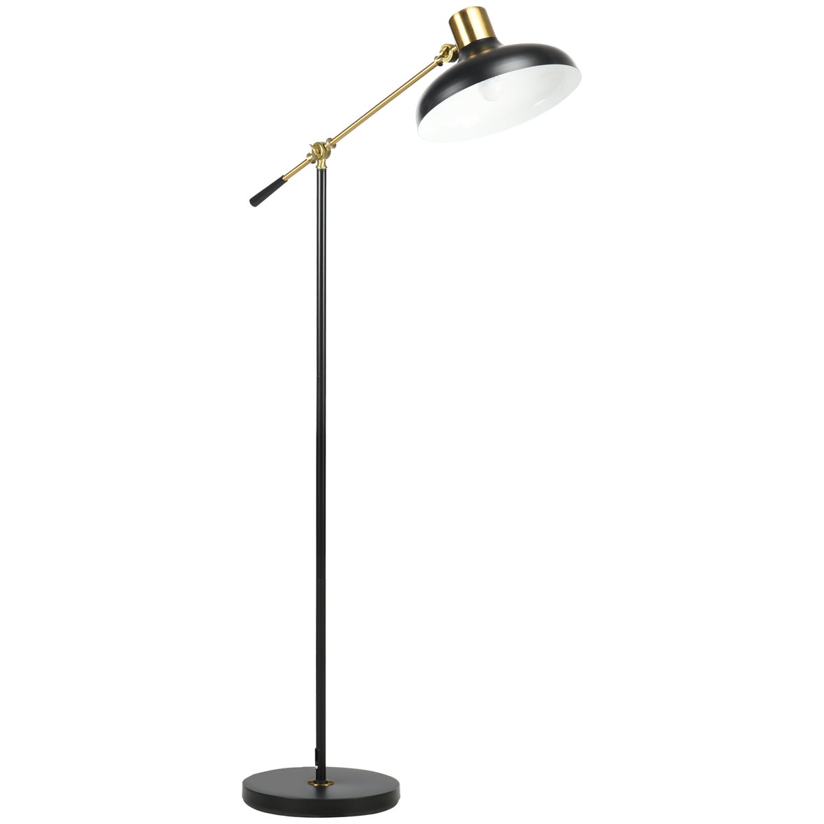 HOMCOM Staande lamp, 80L x 30B x 124-165H cm, Metaal, Zwart