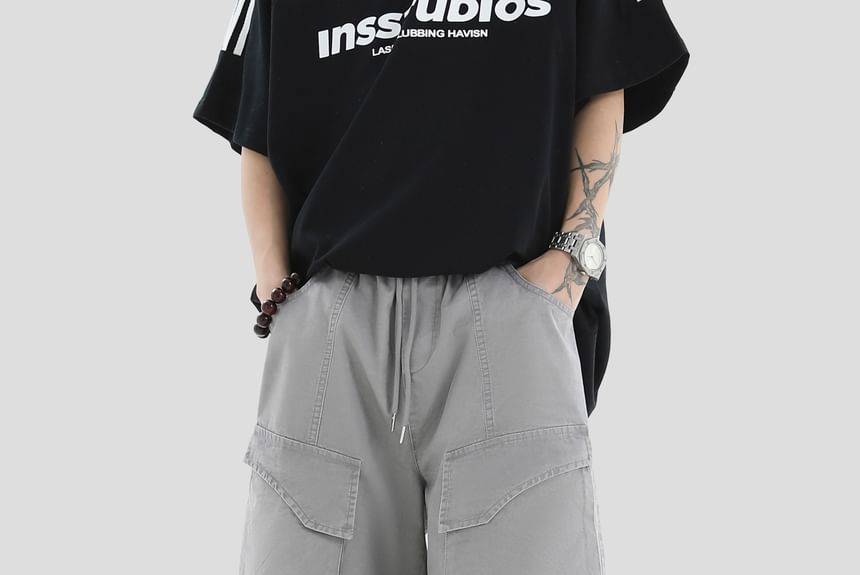 INStudio - Effen cargoshorts met trekkoordtaille