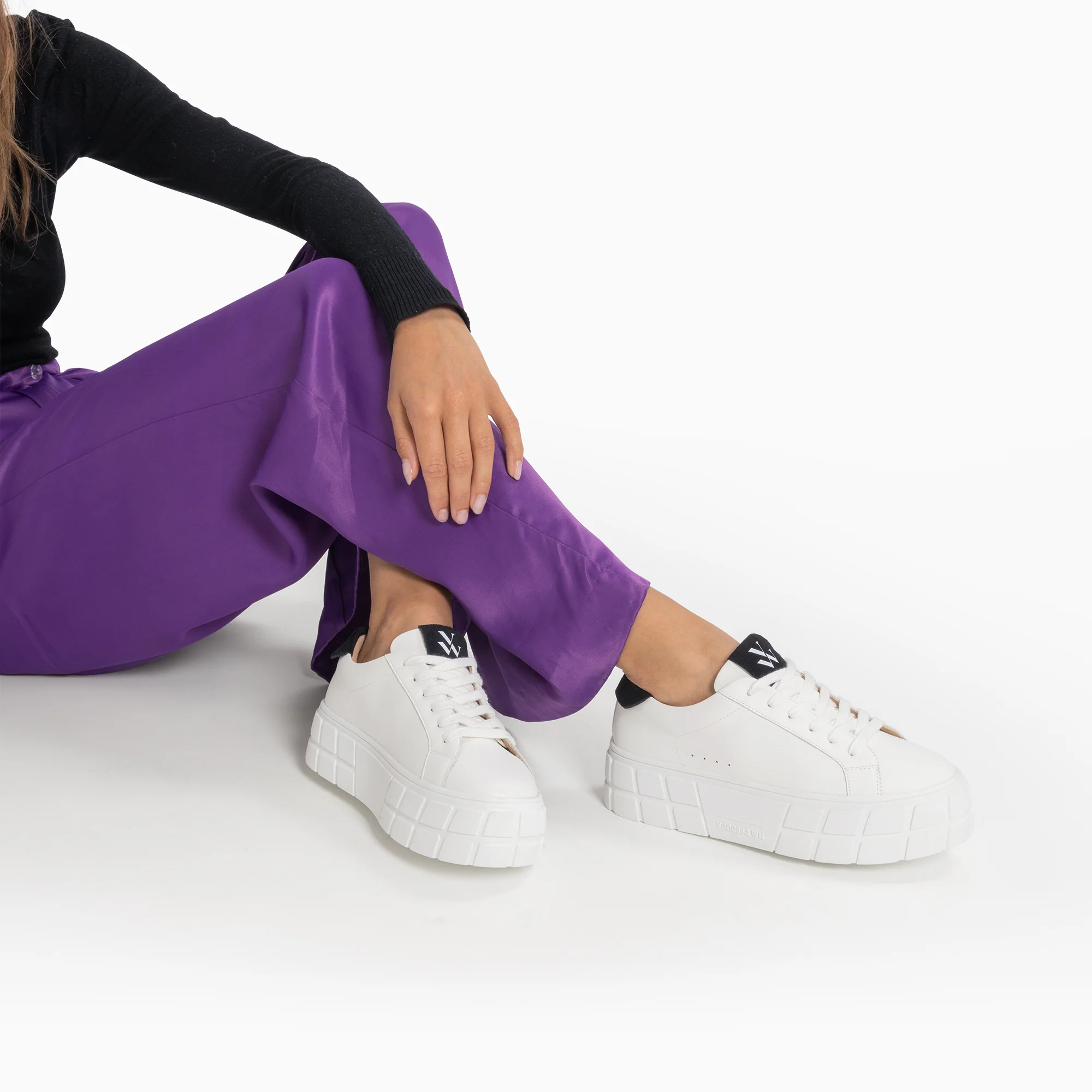 Sneakers-Baskets Meaghan blanc et noir à plateforme
