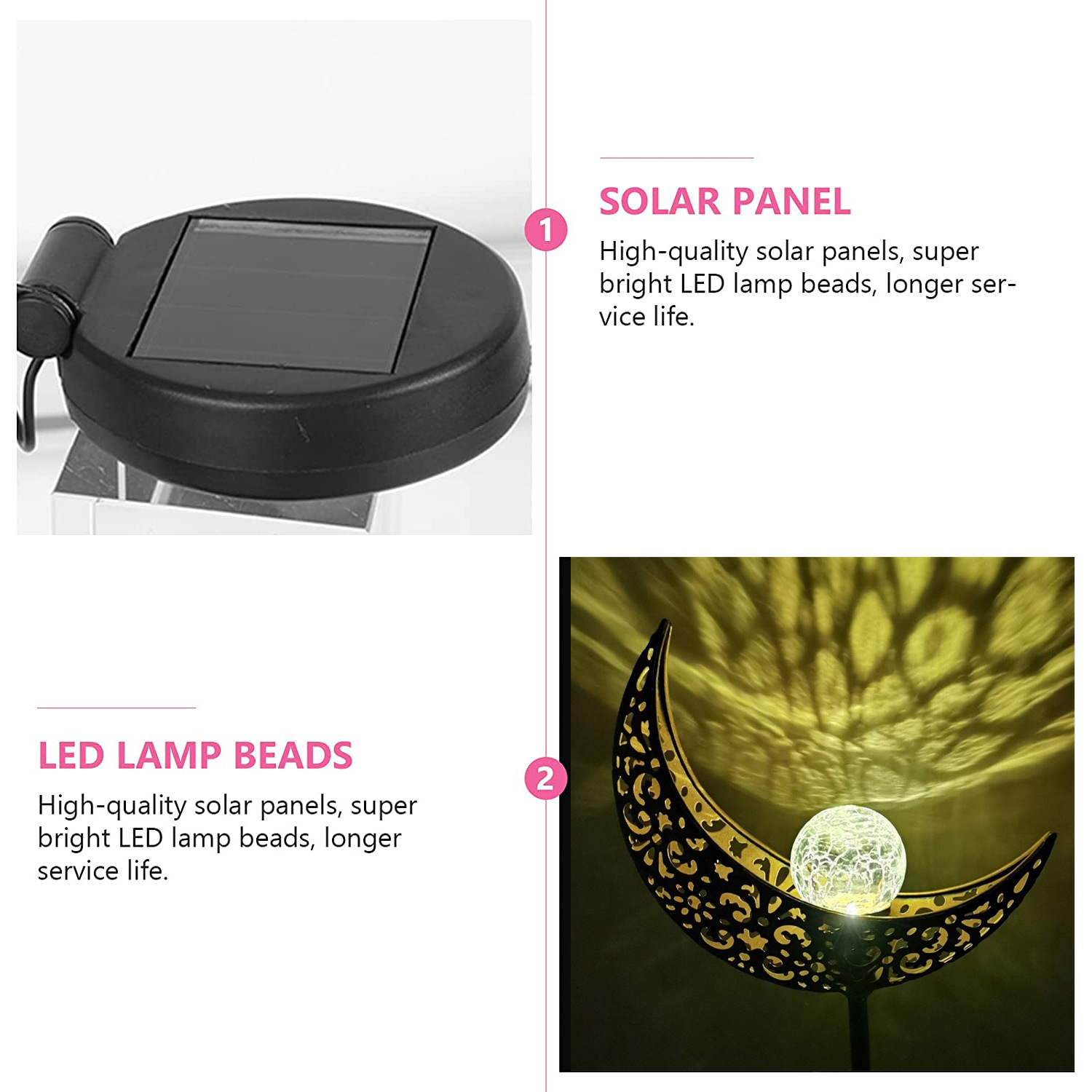 (90x24cm) LED Solar Lampe Outdoor Halbmond Garten Laterne IP44 - Warmweiss