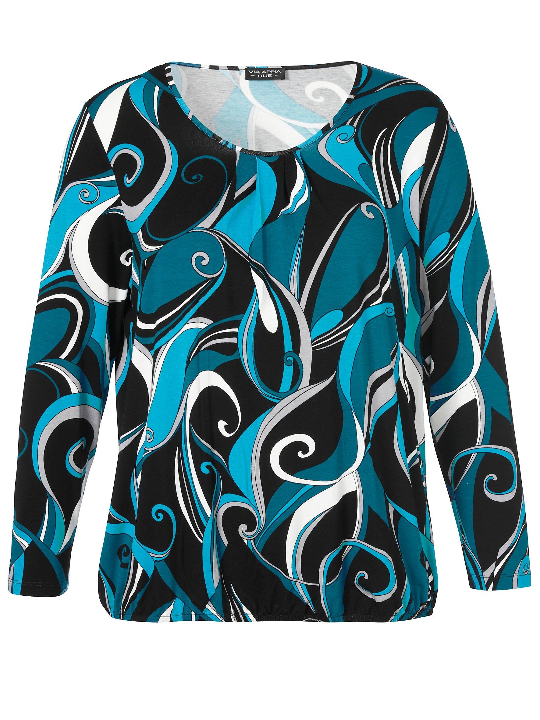 Langarmshirt mit Grafikprint und Faltendetail