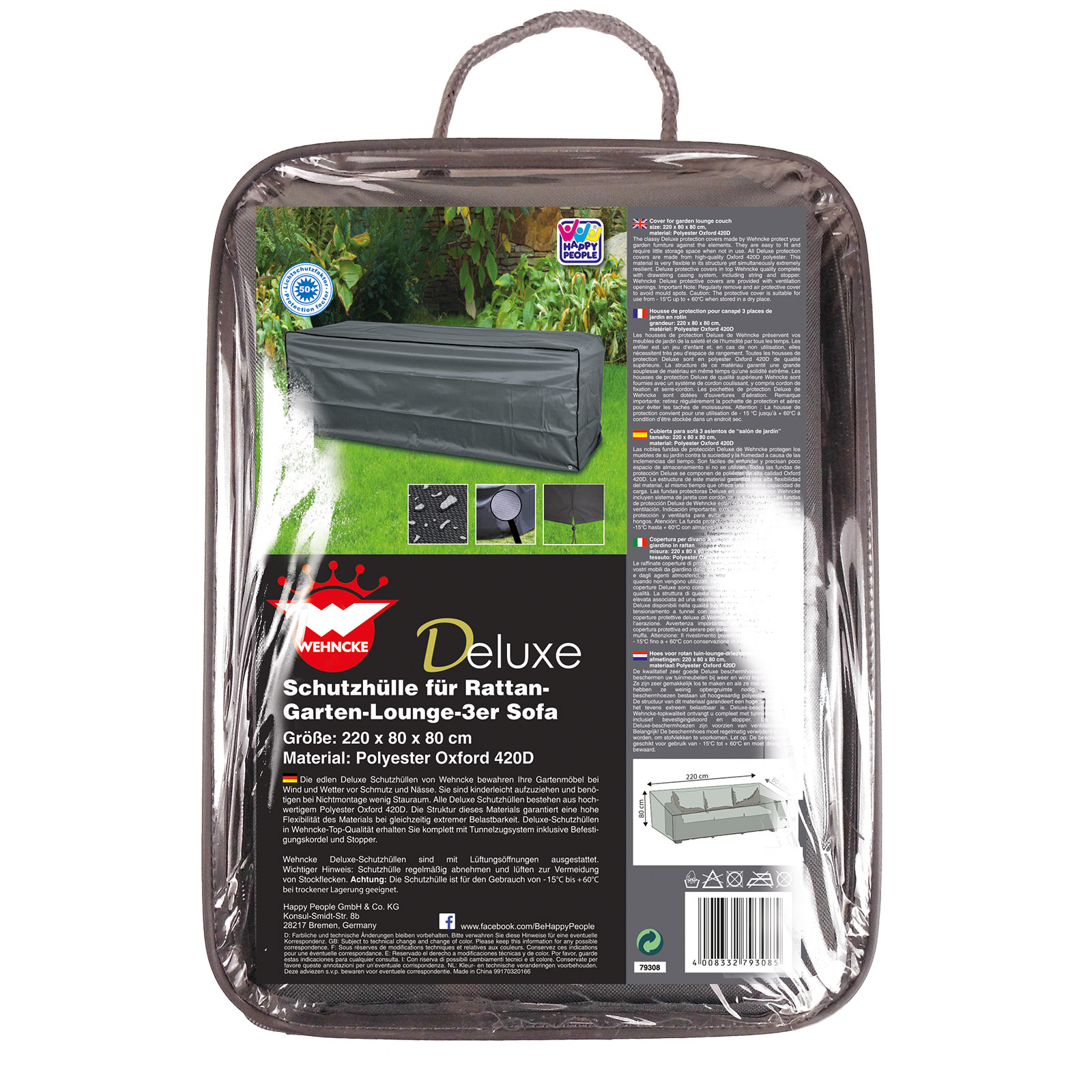 WEHNCKE Garten Lounge Set Sitzgruppe Garnitur Schutzhülle - Hülle Abdeckung 420D Variante: Für Garten Lounge Sofa