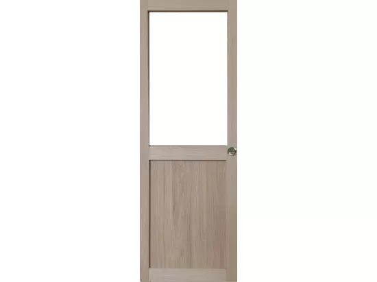Porte Coulissante Atelier Placage Chene Vitrée H204 X L73 Et 2 Coquilles Gd Menuiseries