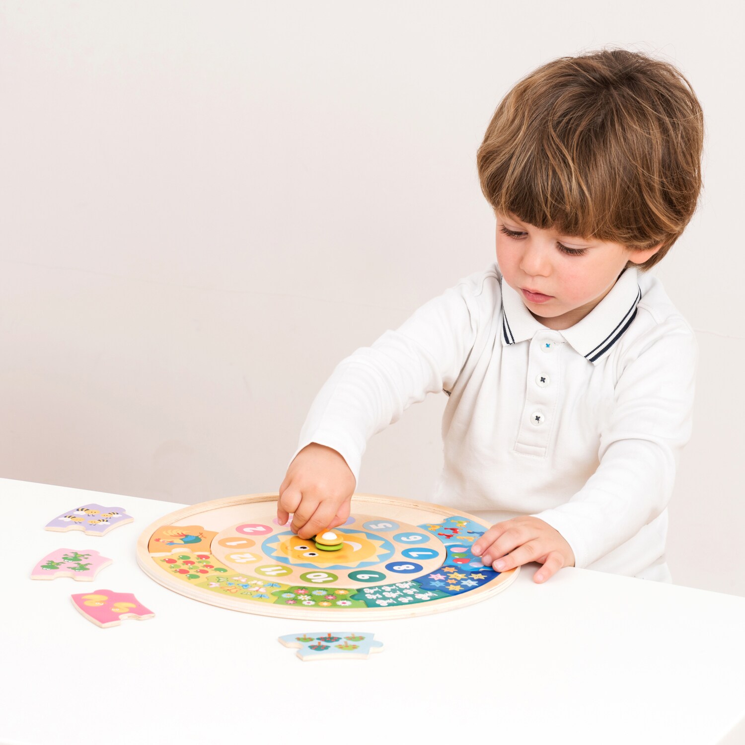Lernspieluhr als Puzzle mitSonne Lernspielzeug für Kinder aus Holz
