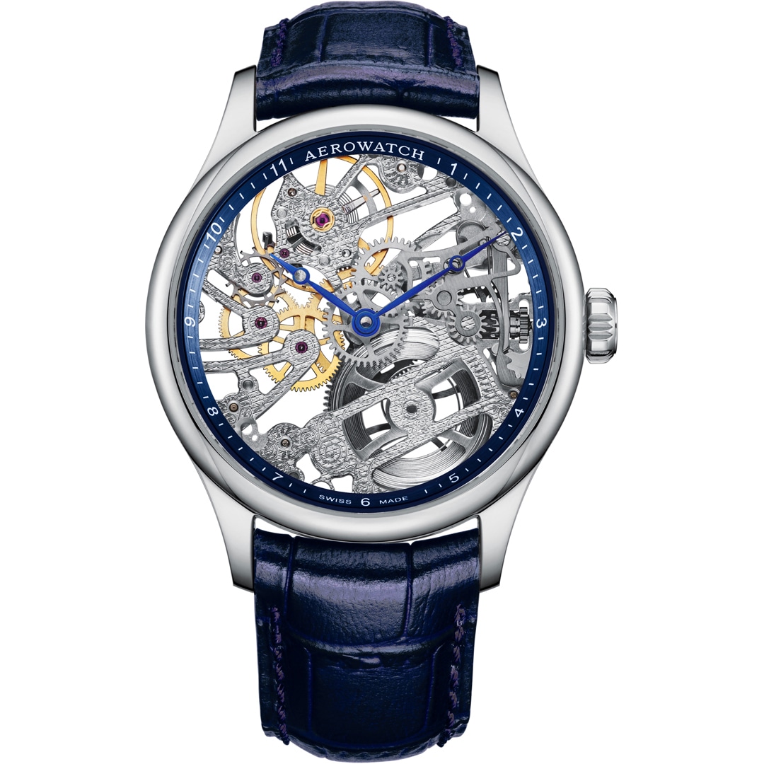 Aerowatch Renaissance Classic Skeleton Silbrig / Blau
