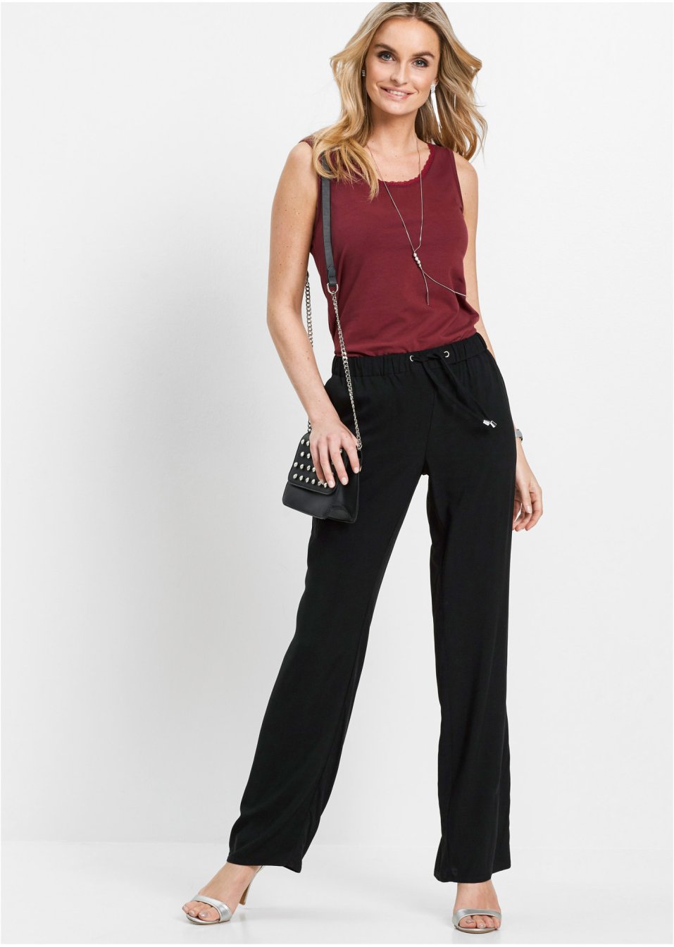 Pantalon à taille élastiquée imprimé en viscose