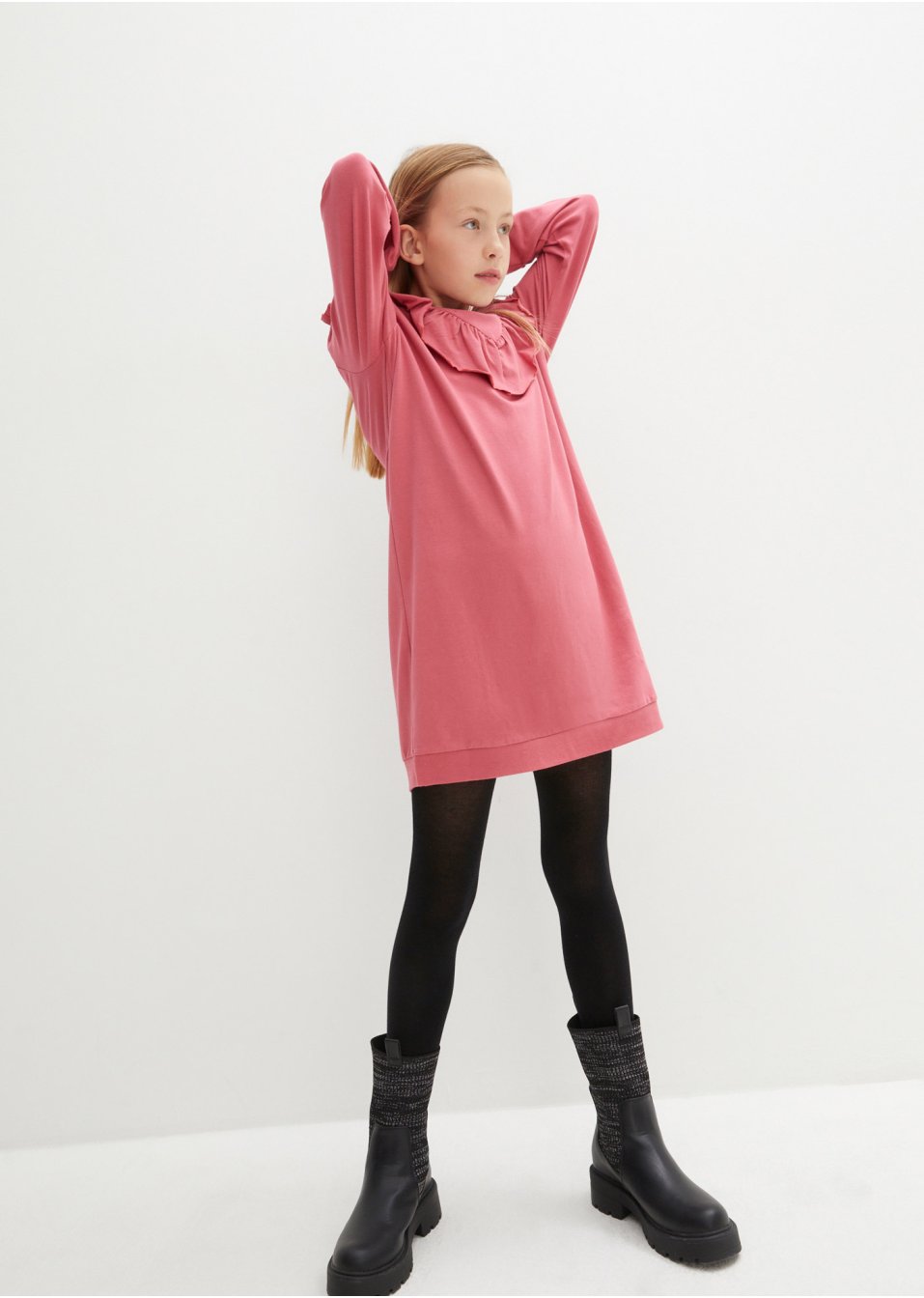 Robe fille en jersey à volants