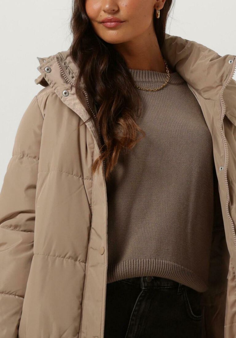 NOTRE-V zand notre-v gewatteerde jas puffer coat long