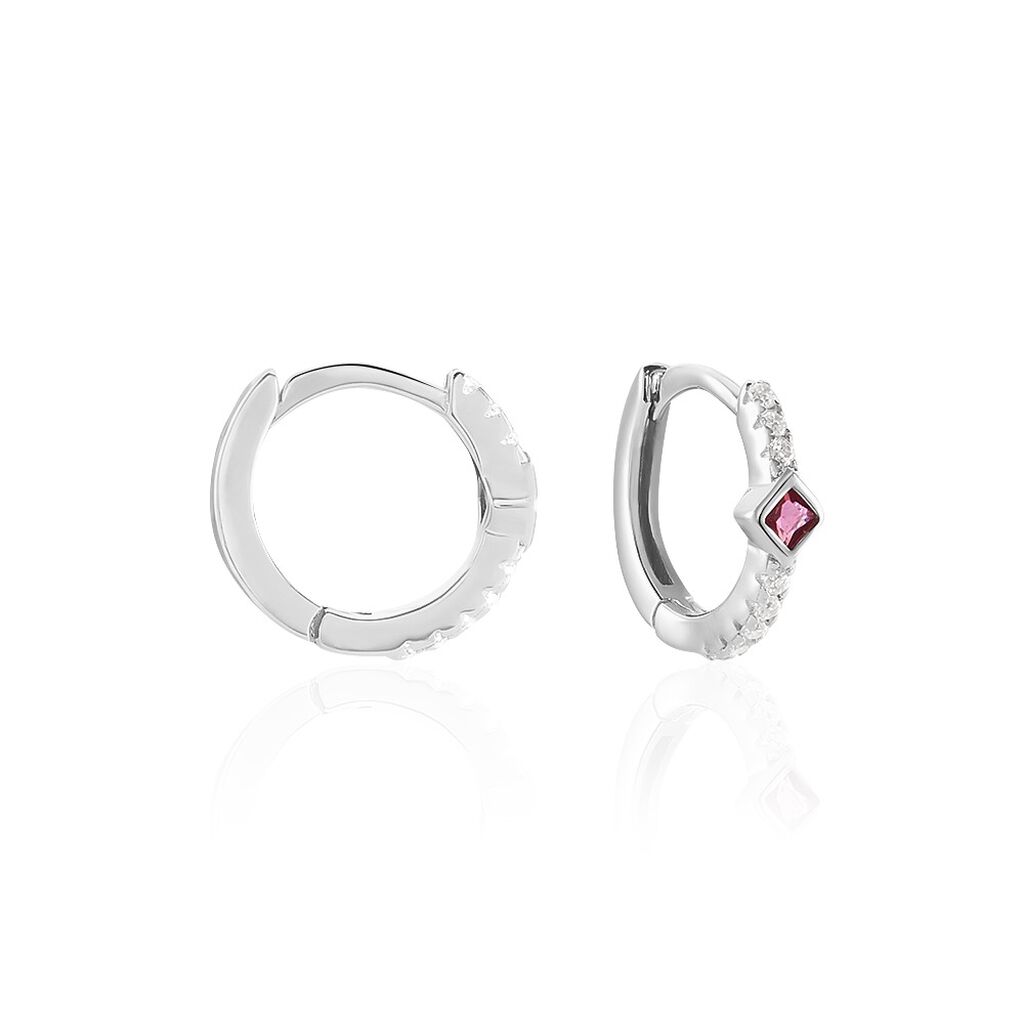Créoles Fane Argent Rhodié Oxyde De Zirconium