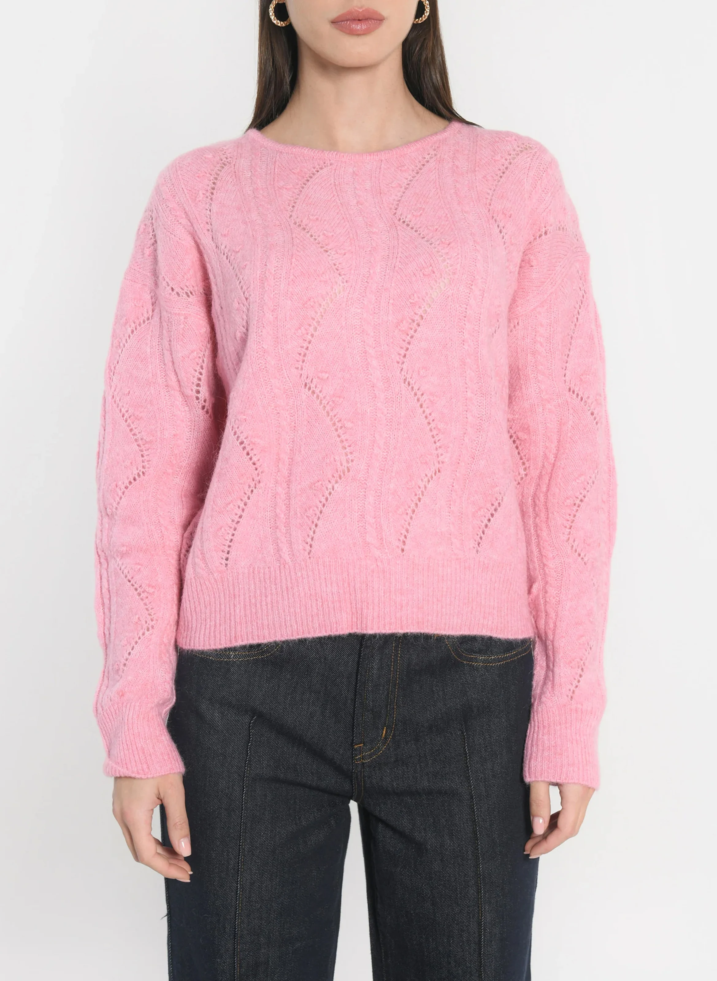 MONICA - Pull oversize col rond | Rose