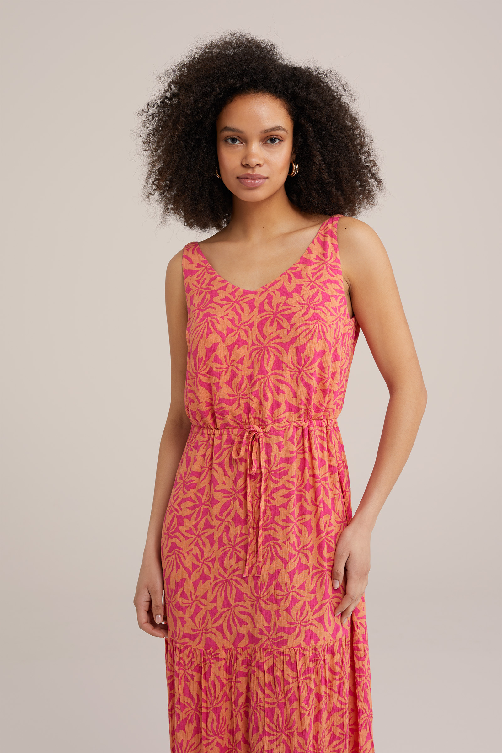 maxi-jurk met dessin WE Fashion Felroze