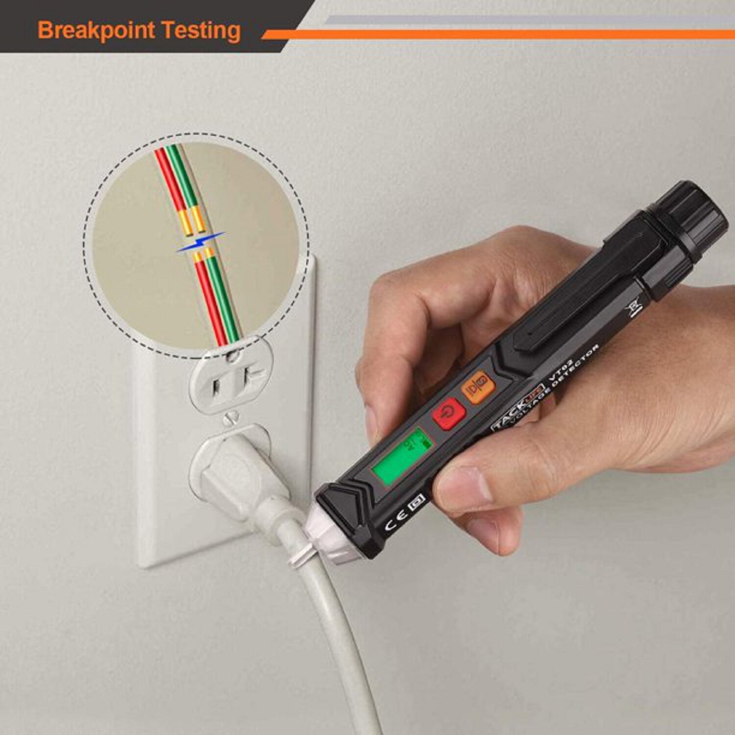 TACKLIFE VT02 Laser & Nivelliergeräte Berührungsloser Wechselspannungsprüfer/Spannungsprüfstift
