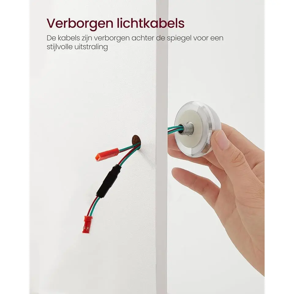 Bobbel Home - Witte Kaptafel - Rechthoekige spiegel - Gloeilampen