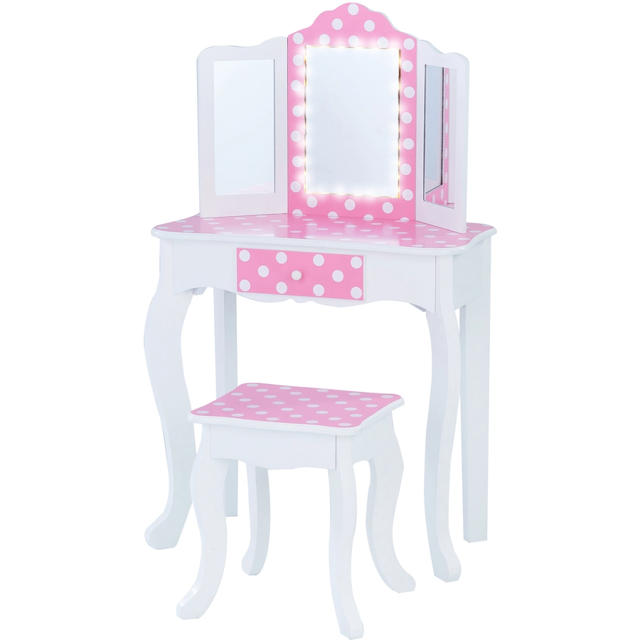 Teamson Kids Schminktisch mit Hocker, Dots
