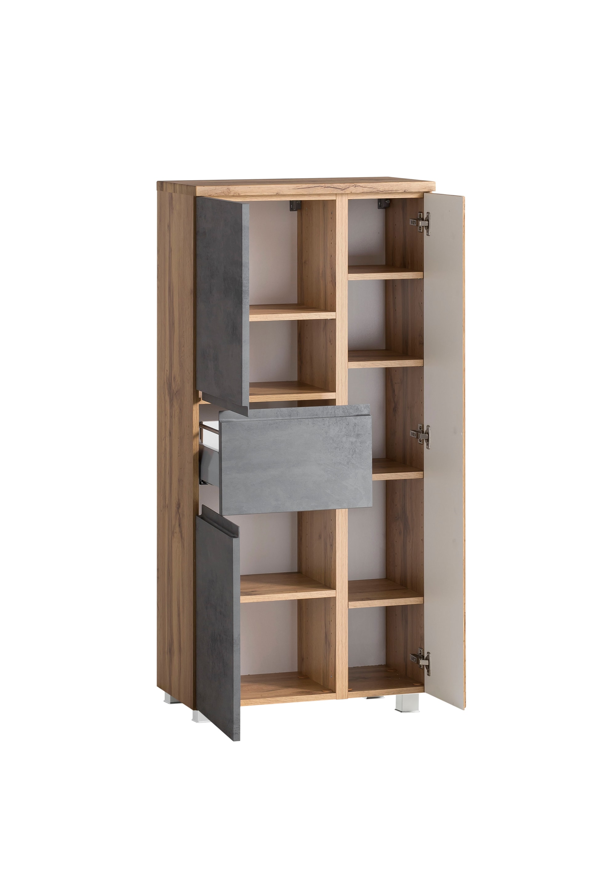 Midischrank Gent hellgrau/braun B/H/T 65x130x35 cm