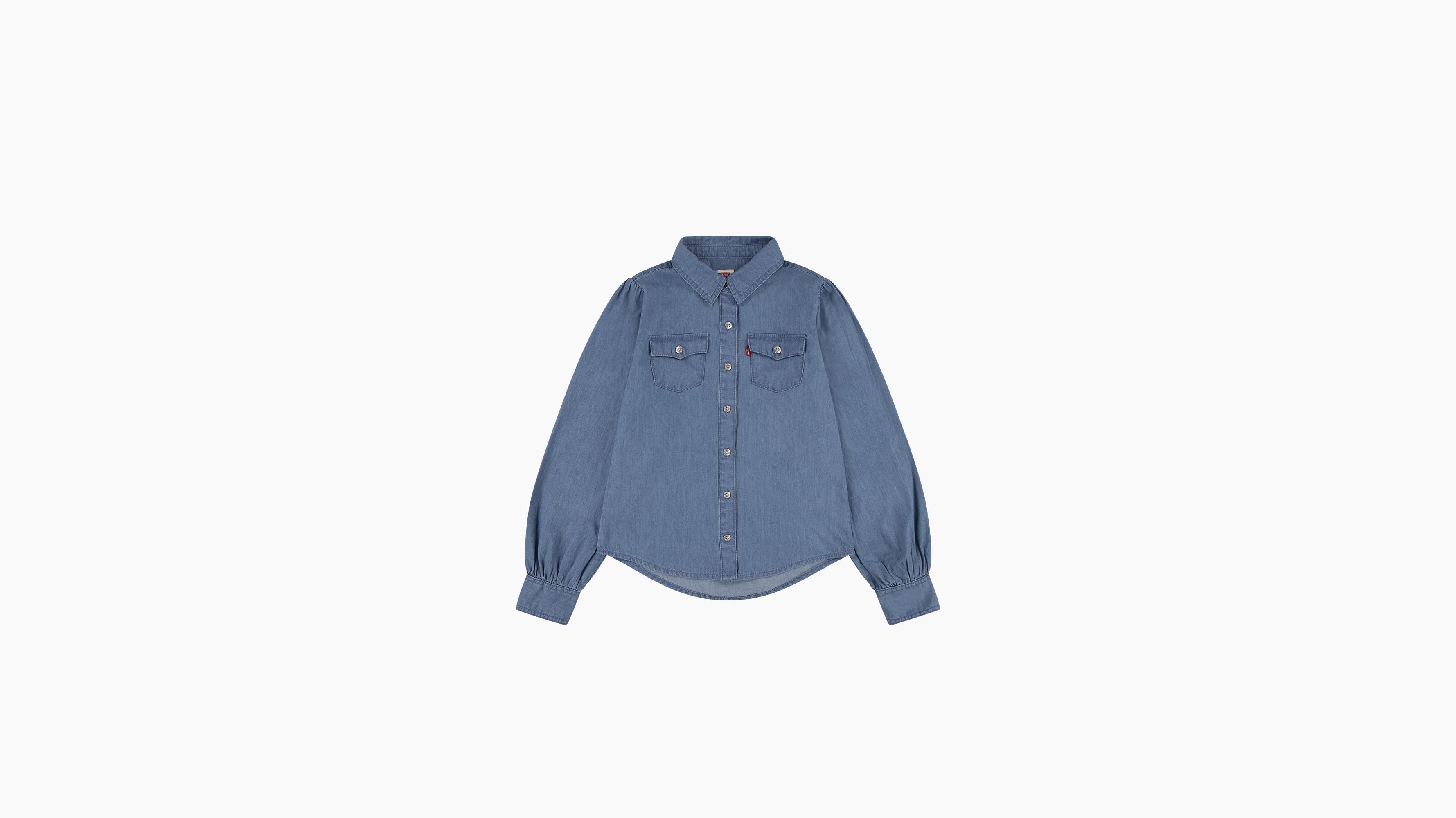 Enfant chemise western denim manche longue - Clean Medium - Bleu