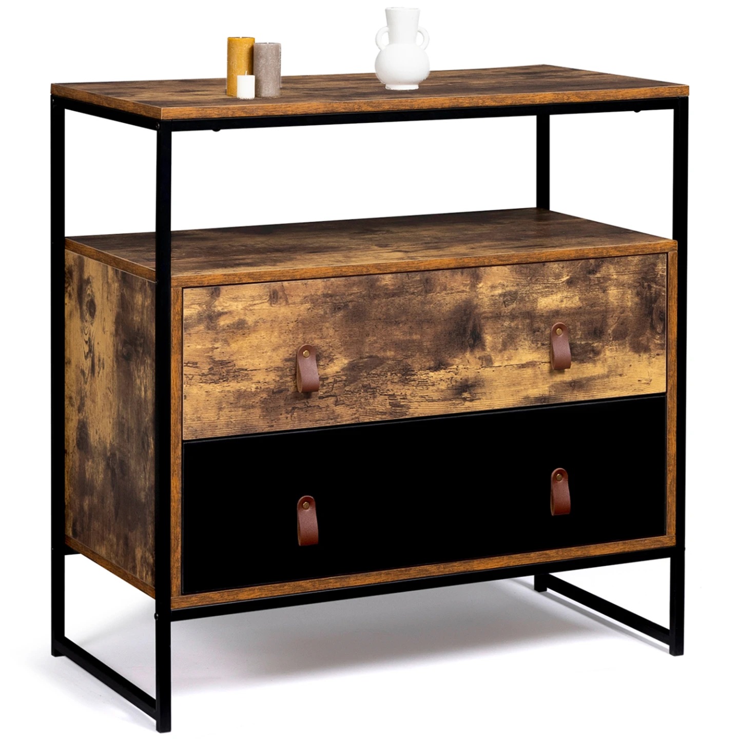 Commode 2 tiroirs CHICAGO 80 cm design industriel