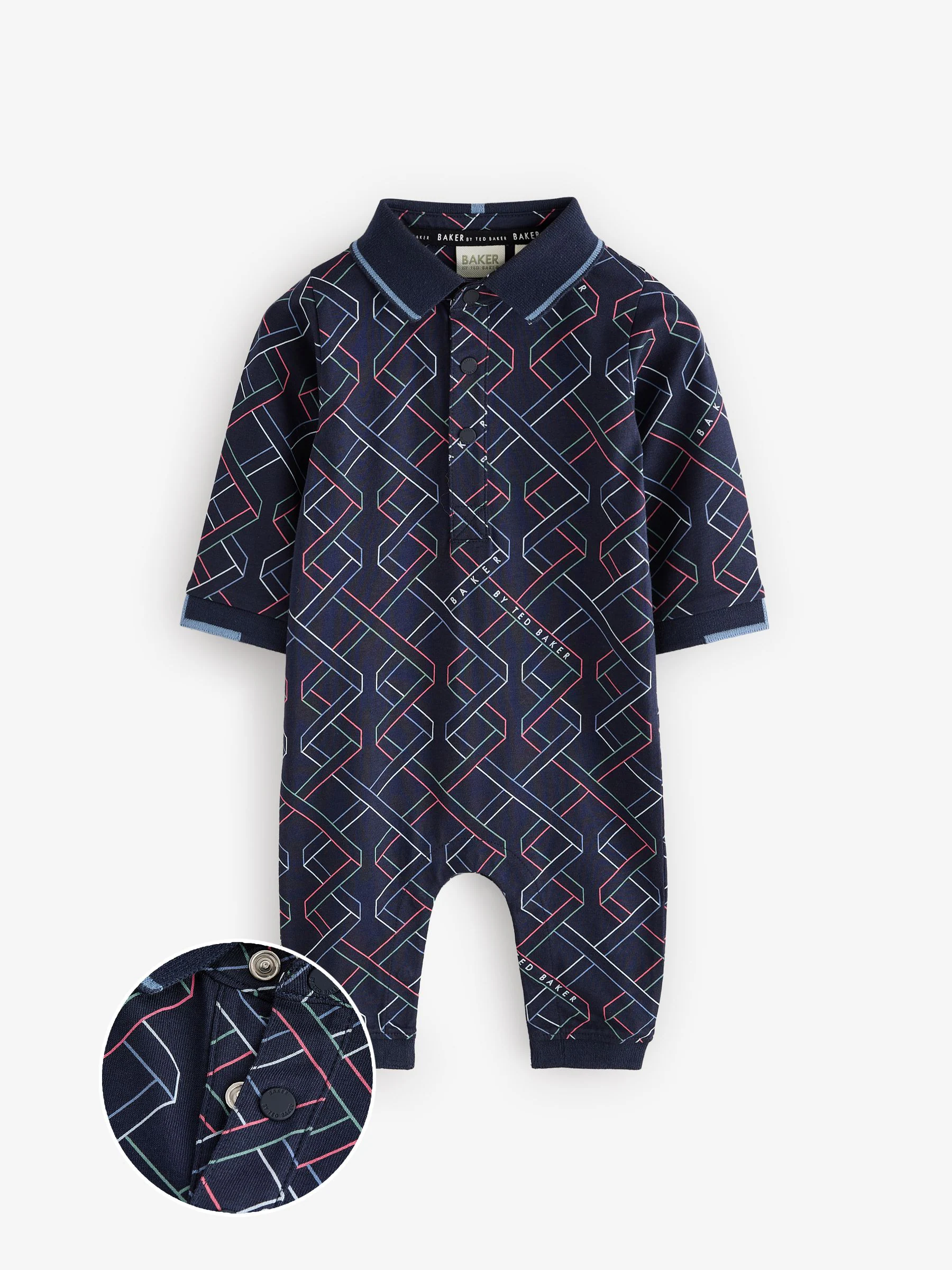 Baker by Ted Baker - Marineblauw rompertje met lange mouwen en print