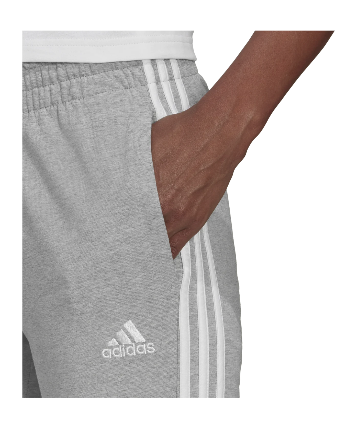 adidas Essentials Single Jersey 3-Stripes Pants Grey