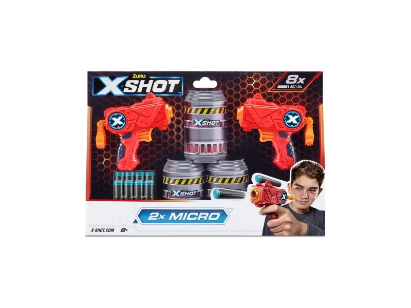 X-Shot Excel Double Micro Micro Foam Dart Blaster Combo Pack (8 pile 3 dåser)