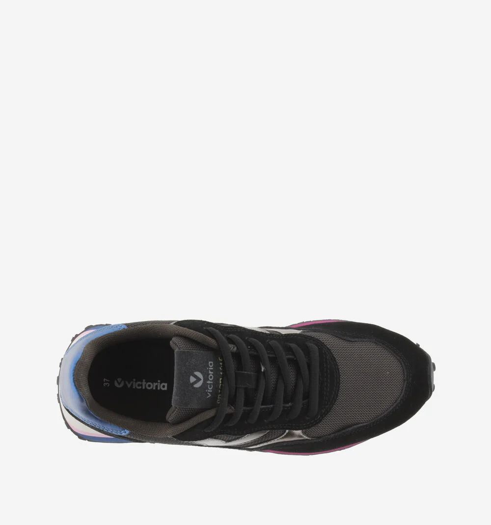 NOVA MESH & CUIR FENDU Baskets pour femmes en maille texturée NEGRO