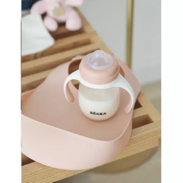 Babador de silicone Béaba Mealtime Rosa Antigo