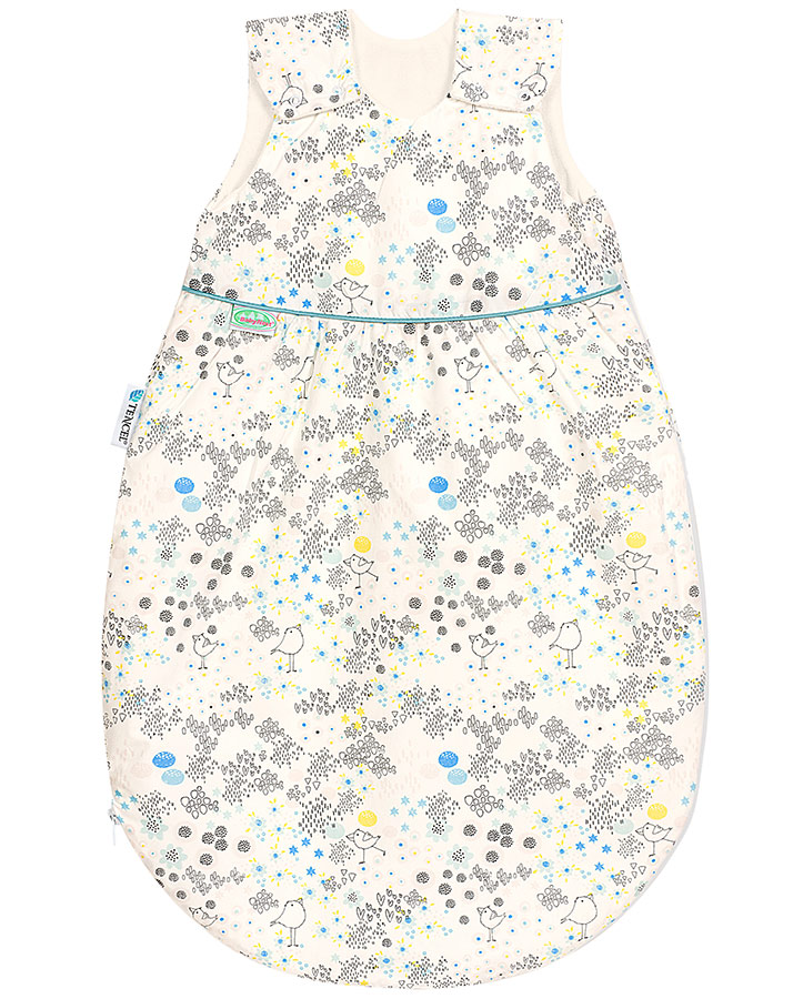 Schlafsack BABYNEST® KLIMASOFT COLD – FLOWER BIRDS in creme/blau