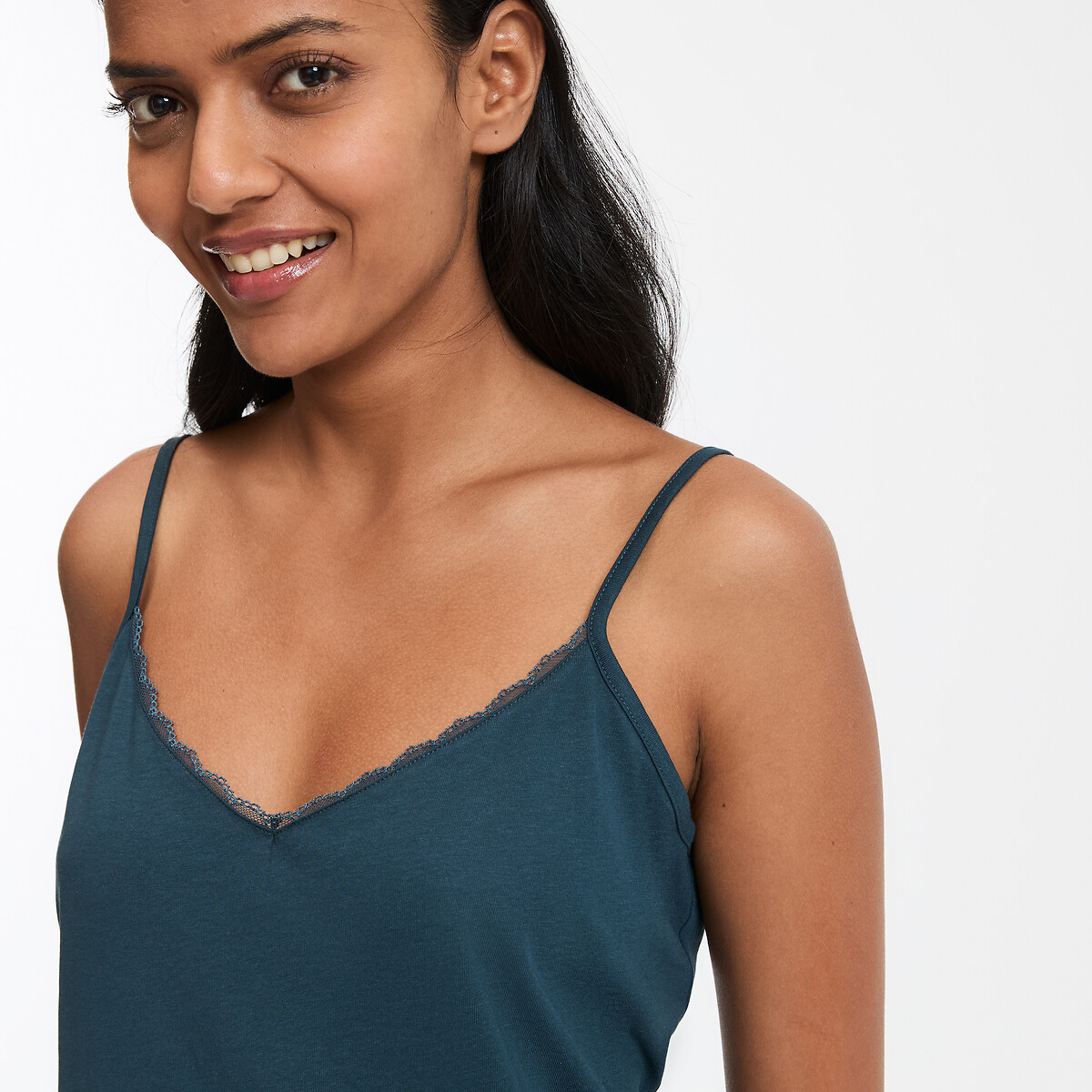 COLEÇÃO LA REDOUTE<br>Camisola com alças finas de algodão