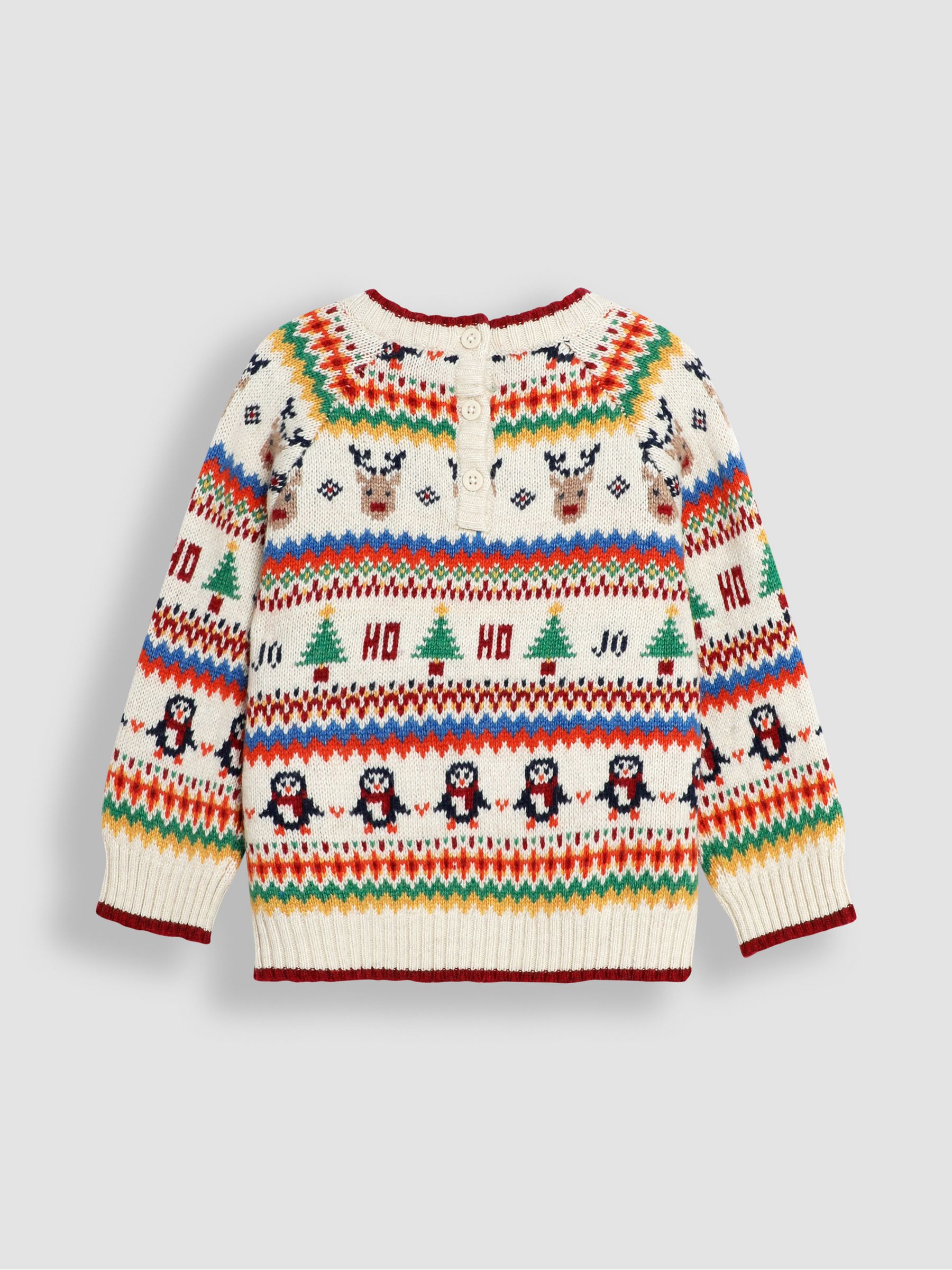 Jojo Maman Bébé Gebreide kerstmis feestelijke vriendjes fair isle-patroon trui