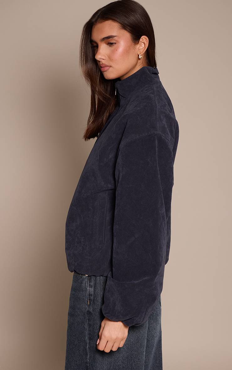 Bleu Marine Veste Bomber En Daim