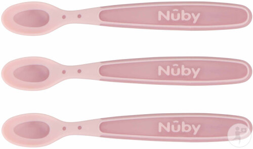 Nûby Cuillères Thermosensensibles Brevetées À Bord Doux +3 Mois Rose 3 Pièces