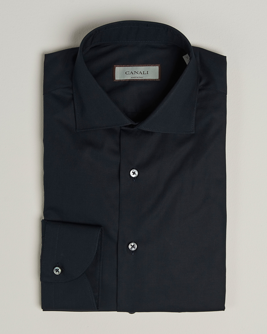 Canali Slim Fit Cotton/Stretch Shirt Navy