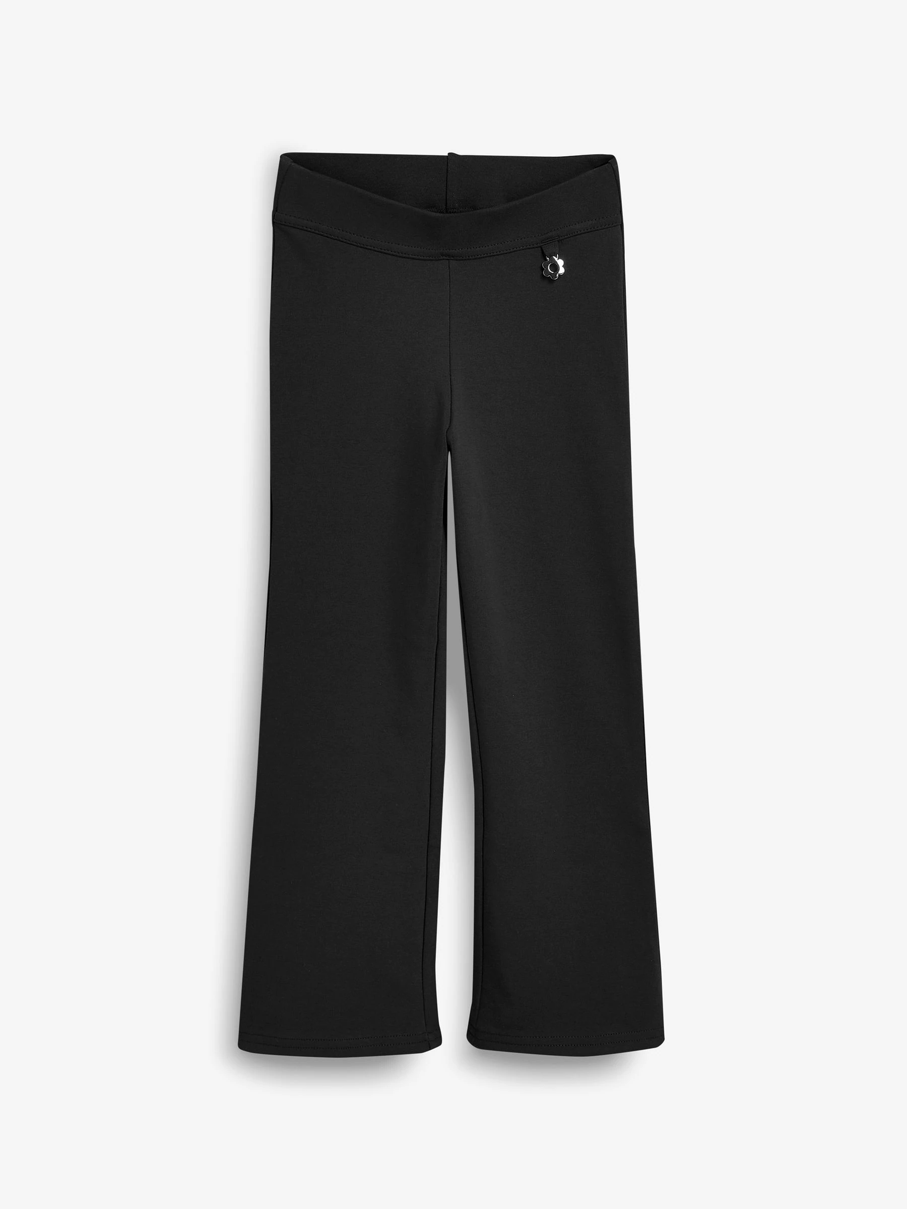 Zwart - Schoolbroek met hoog aandeel katoen, stretchy, bootcut en elastische tailleband (3 - 16 jr)
