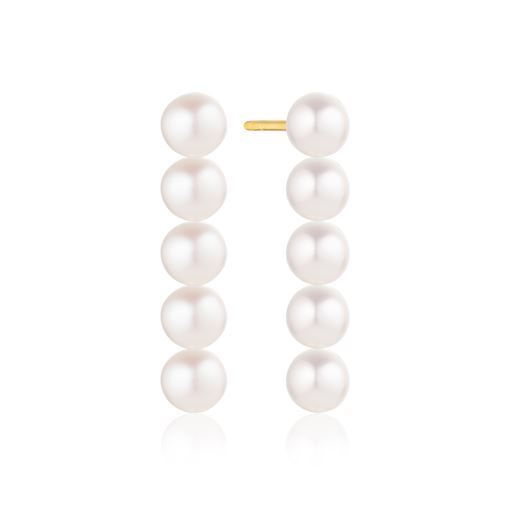 Sif Jakobs Jewellery Padua Cinque Øreringe, 18C Gold Plated/Pearl/White