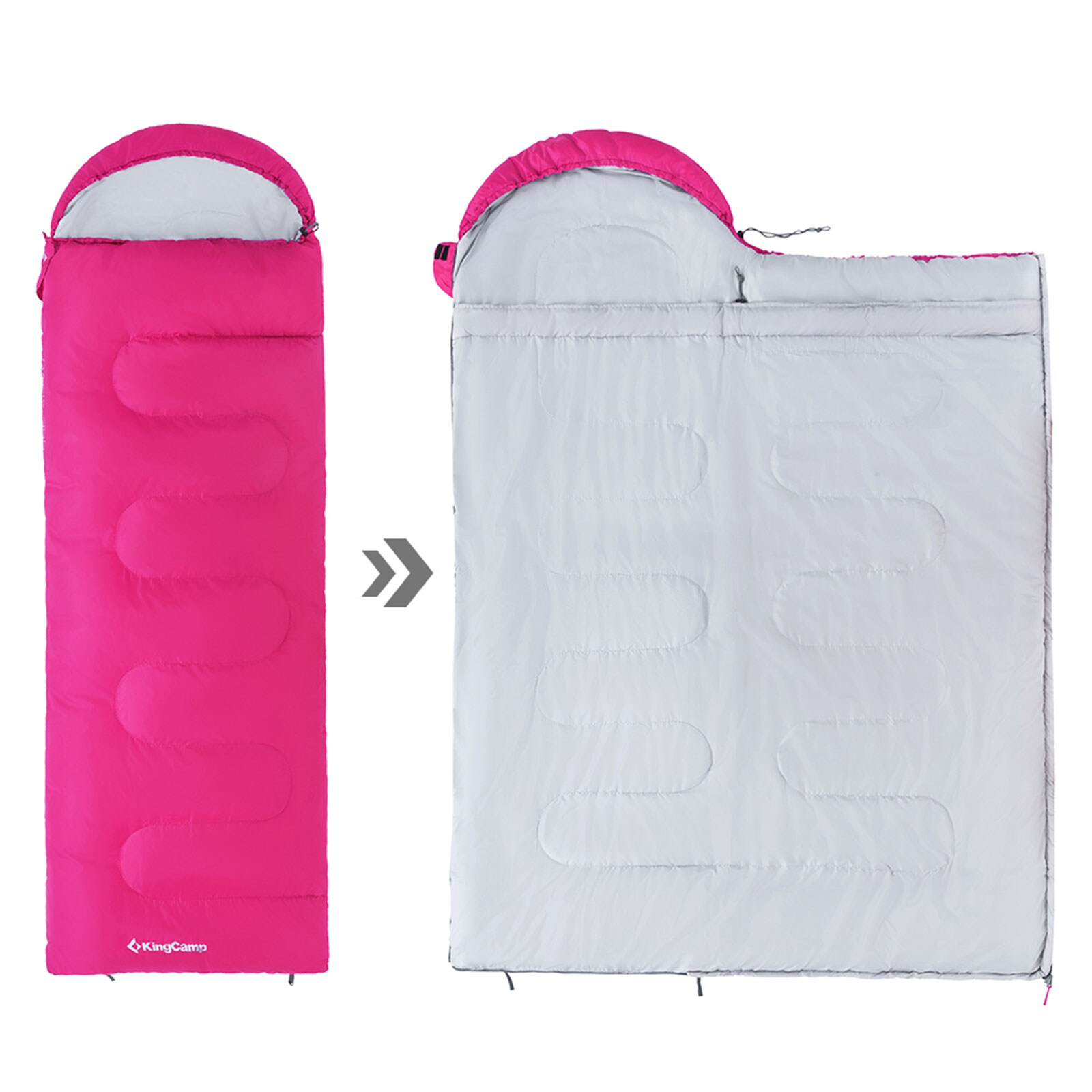 KINGCAMP Oasis 250 Kinder Decken Schlafsack Sommer Camping 1,40 m Lang & Breit Variante: Rose Red - Zipper L