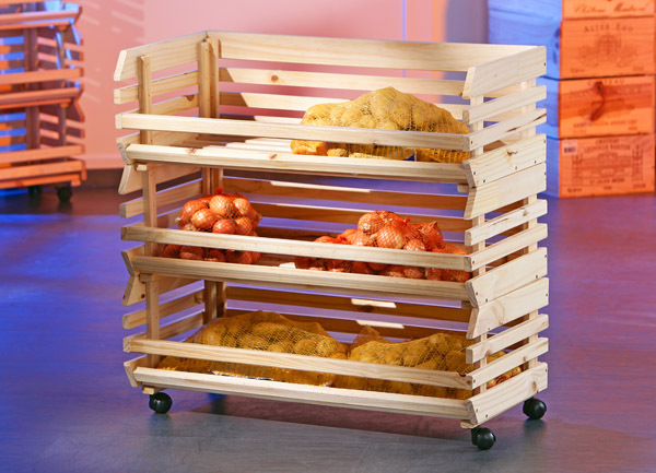 Küchenwagen VEGETABLE - natur - Massivholz - 79 cm breit