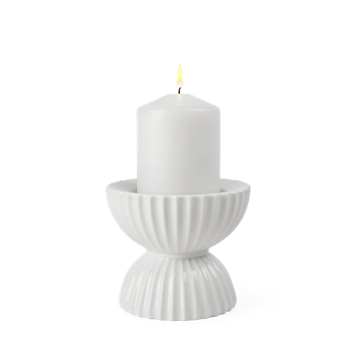 Lyngby Porcelæn Tura Bloklys Lysestage, Hvid