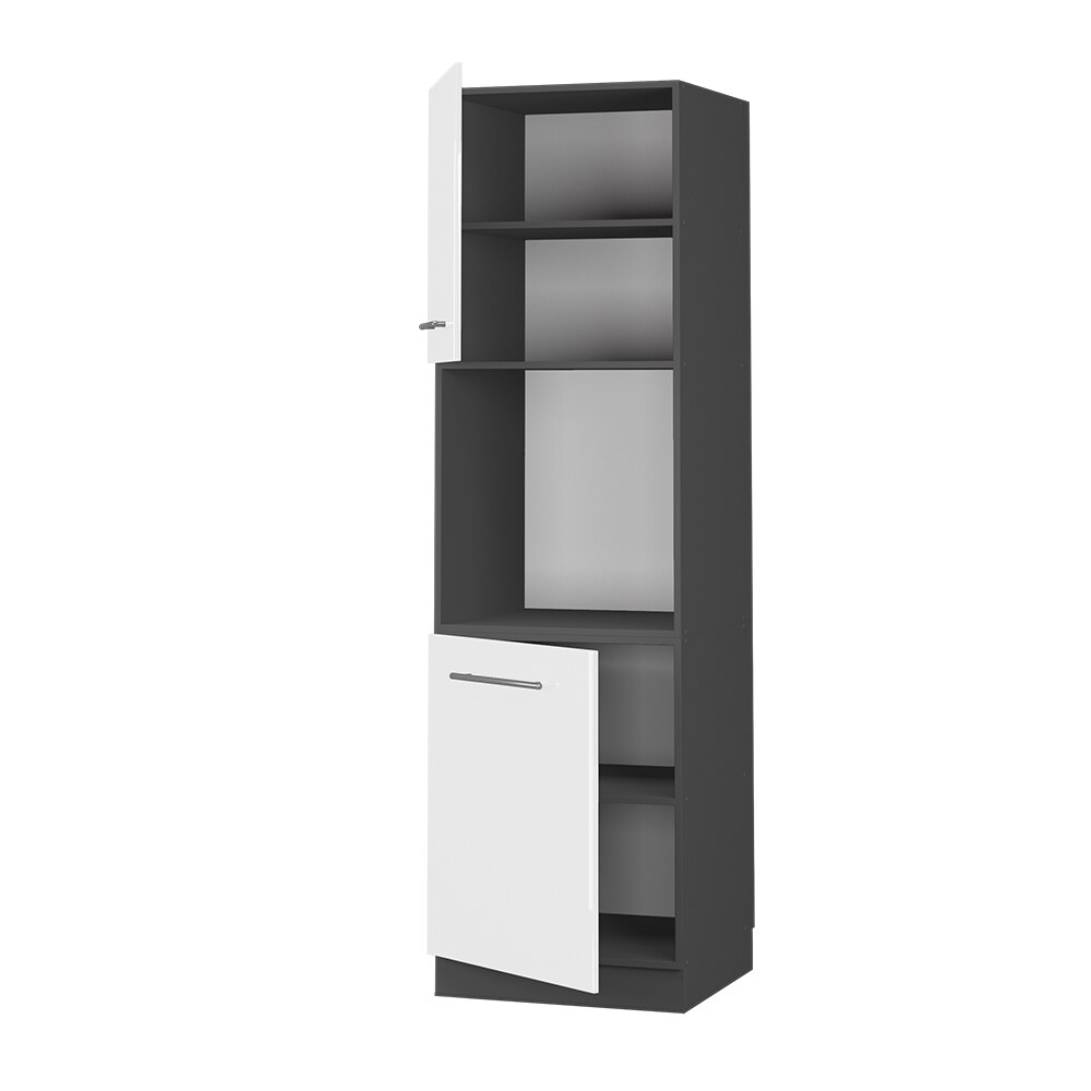 Vicco Herdumbauschrank Küchenschrank Küchenmöbel Fame-Line Anthrazit Weiß 60 cm modern Hochglanz Küche Einbauküche Blende Herdschrank Hochschrank Küchenzeile Drehtür Einlegeboden
