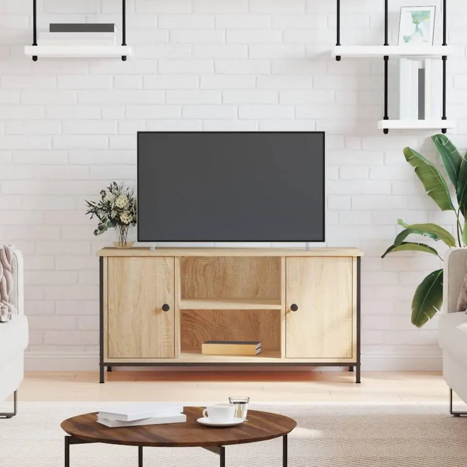 vidaXL - TV-meubel met 2 deuren 2 vakken - Sonoma eiken - Hout - 100x40x50 cm
