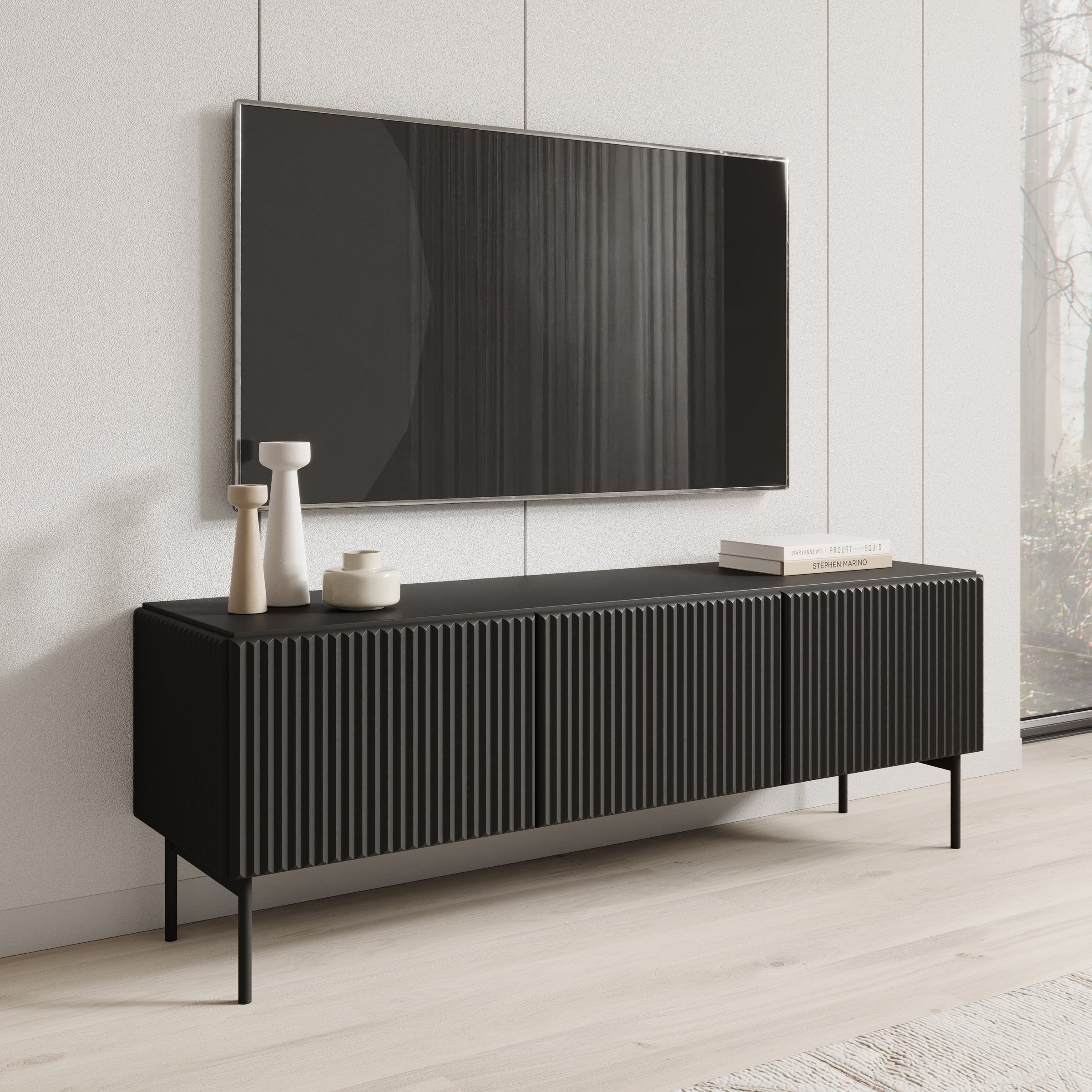 Marajo - TV-Meubel - Zwart - 147x40x51 cm