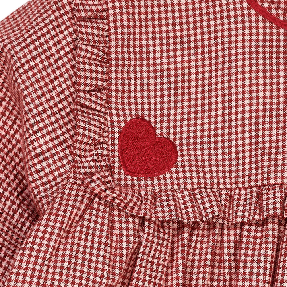 Køb Copenhagen Colors x Luksusbaby Red Check Combi Check Kjole M. Hjertebroderi