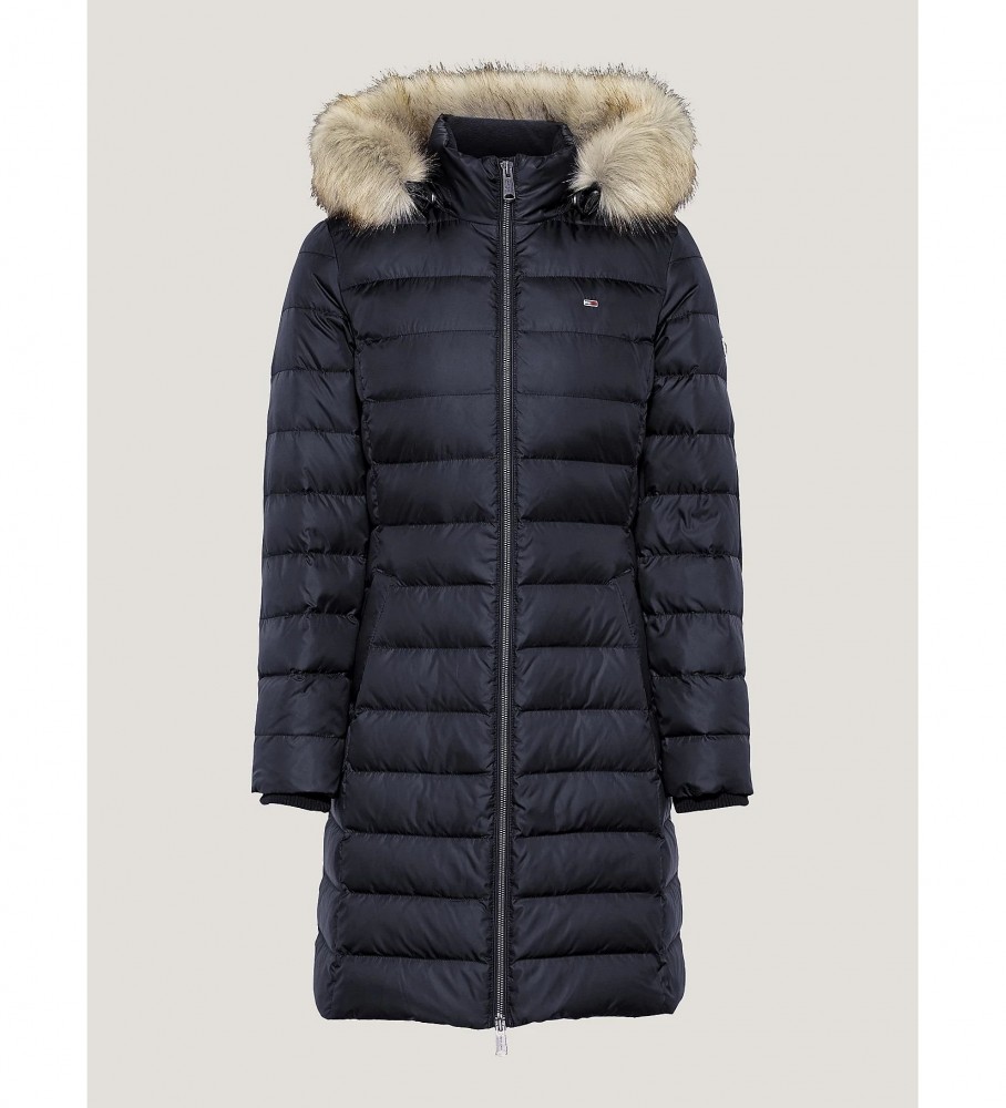 Casaco de penas Tommy Jeans Essential com capuz, preto
