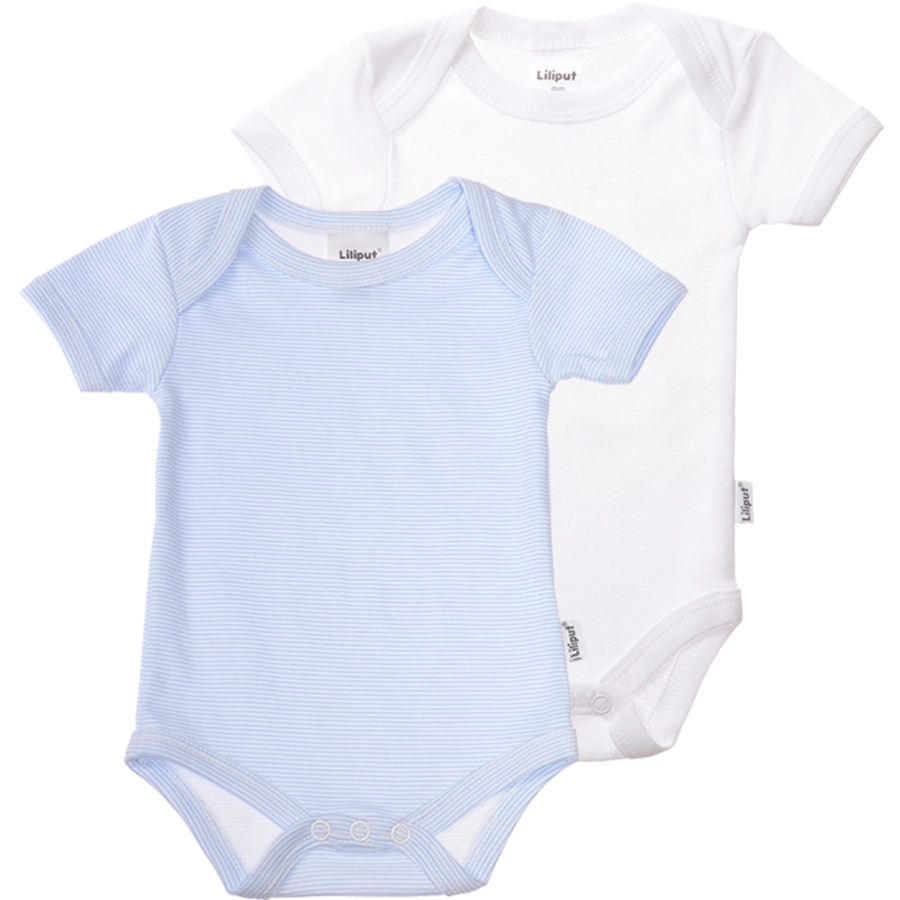 Liliput Kurzarmbody 2er-Pack weiß blau gestreift weiß